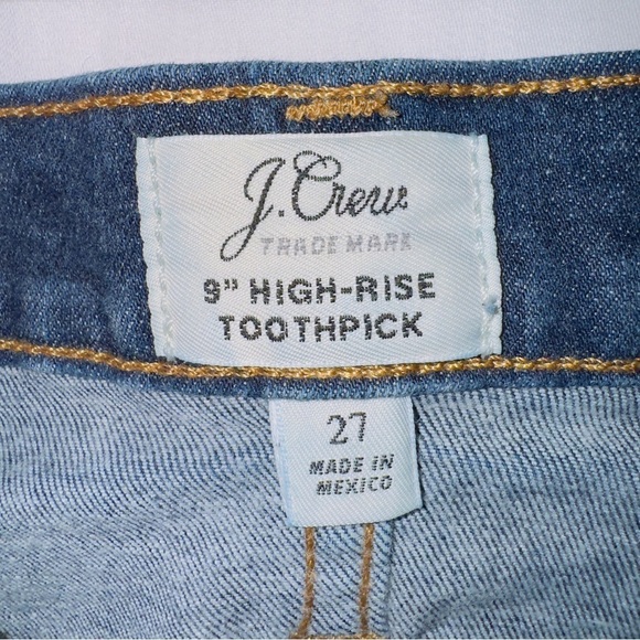 J. Crew Dark Wash Denim 9’’ High Rise Toothpick Skinny Jean size 27 - Picture 2 of 6